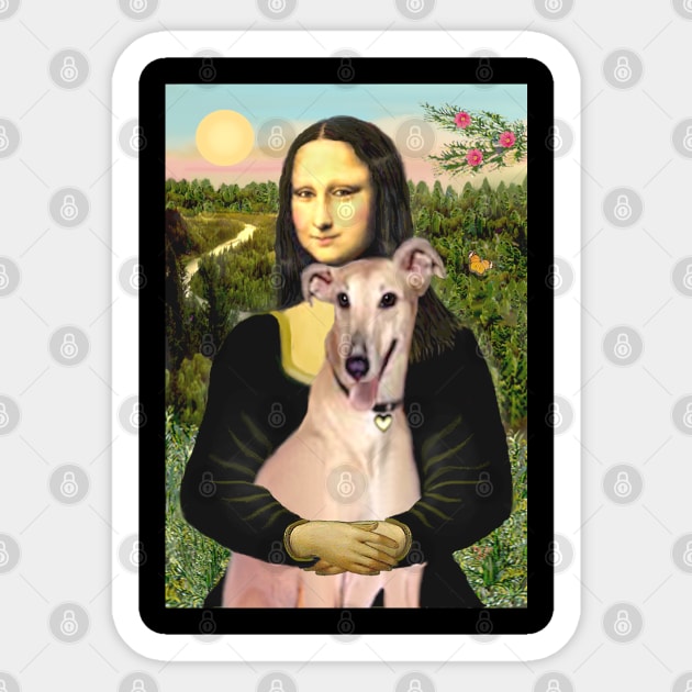 Mona Lisa Loves her Fawn Greyhound Sticker by Dogs Galore and More